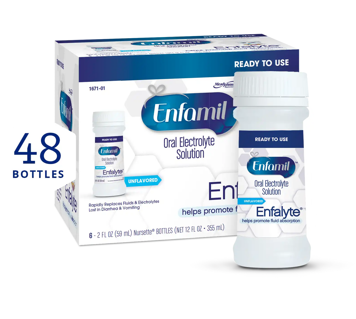 Enfamil® Enfalyte® Oral Electrolyte Solution - Unflavored Ready to Use - 2 fl oz Bottles (Case of 48)