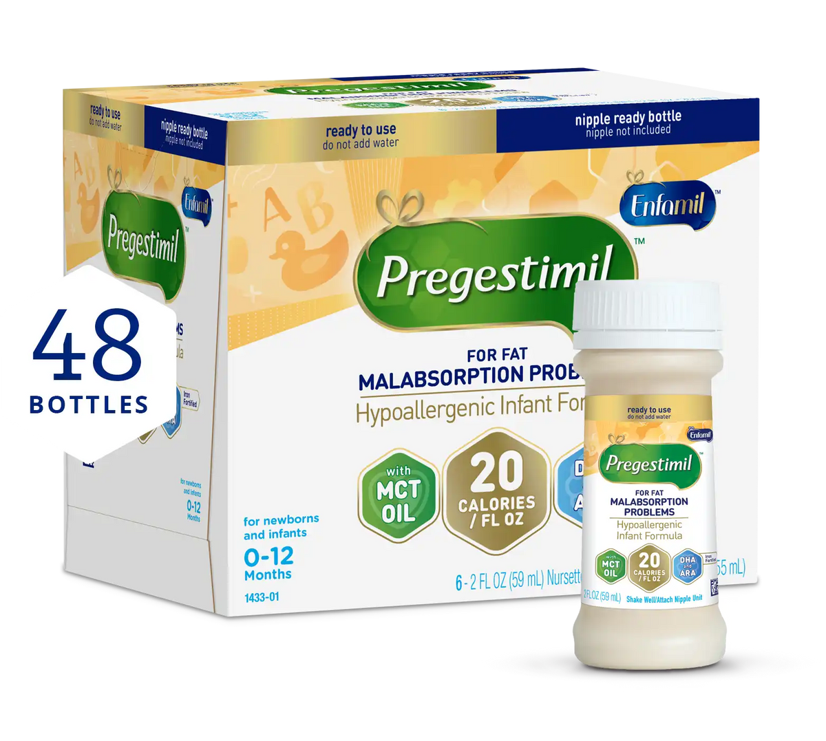 Pregestimil® Hypoallergenic Infant Formula for Fat Malabsorption - 20 Cal Ready to Use - 2 fl oz (Case of 48)